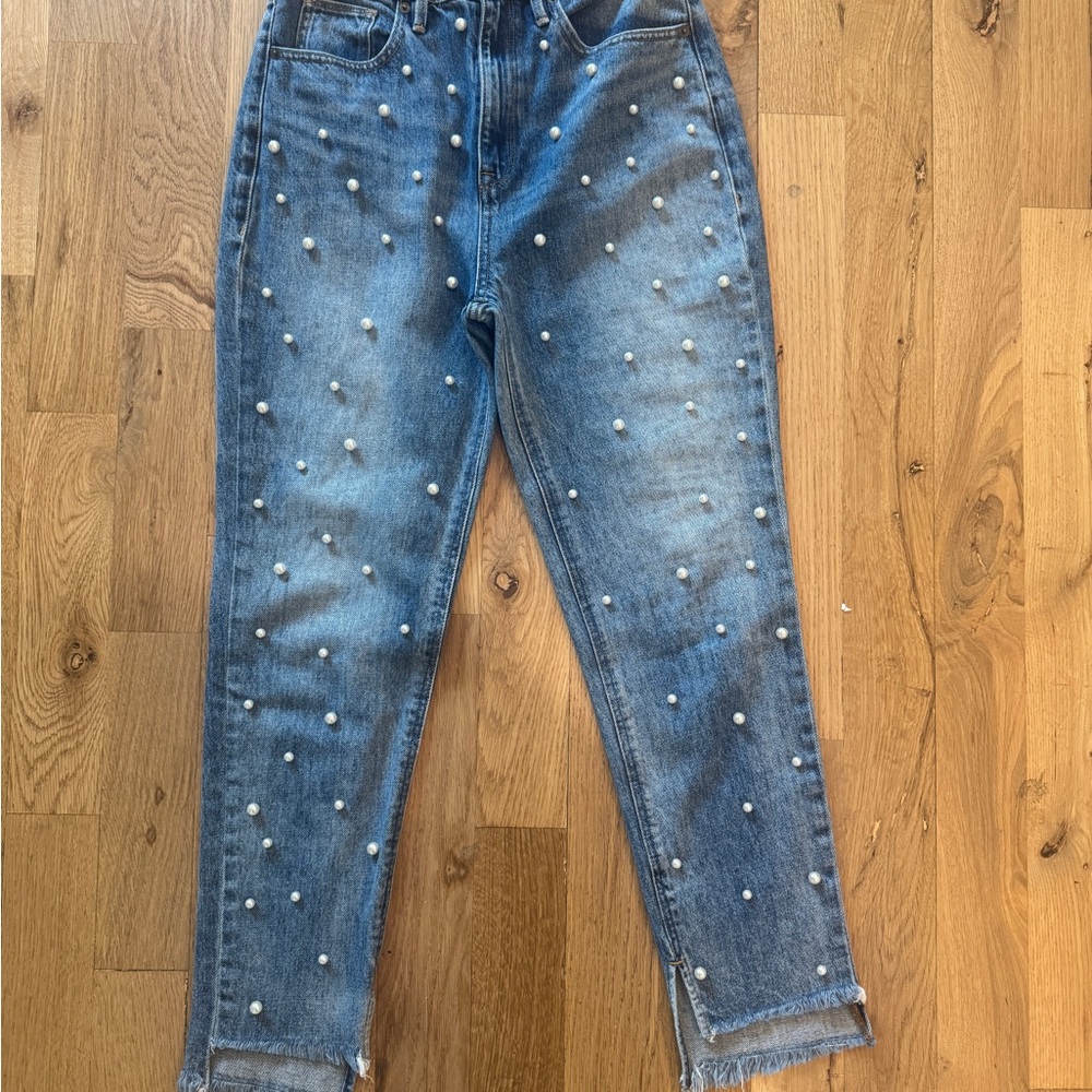 Juicy Couture Women's Pearl Embellished Girlfriend Jeans